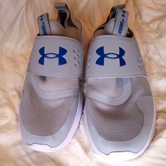 UNDER ARMOUR Mens UA Runplay Mod Gray White blue Running Shoe 12 sneakers tennis - Picture 3 of 8